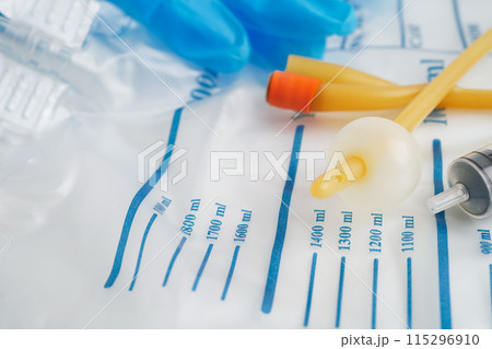 Foley catheter and urine drainage bag collect urine for disability or patient in hospital. 115296910