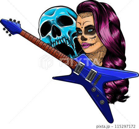 draw colorful Electric guitar vector illustration design 115297172