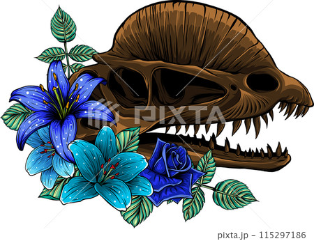 skull of dilophosaurus dinosaur vector illustration design 115297186