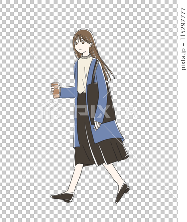 Walking with coffee 115297777