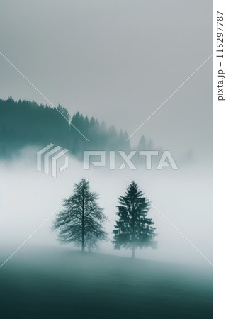 Trees silhouettes, vertical shot. Nature background 115297787