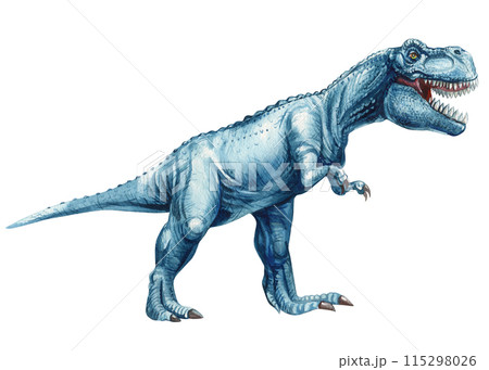 Dinosaur isolated. Hand painted watercolor illustration, T-Rex tyrannosaur realistic jurassic predators Ancient reptile  115298026