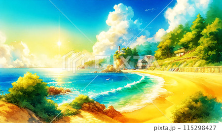 夏の海と空_水彩 夏の海と空_水彩 115298427