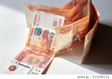 Five thousands russian ruble banknotes with white background 115299110