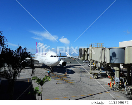 ホノルル空港で出発を待つ飛行機 ホノルル空港で出発を待つ飛行機 115299672