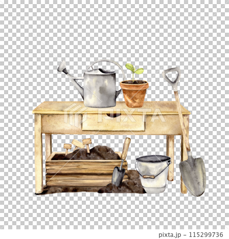 garden table with items 115299736