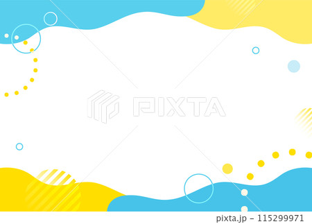 夏　青　黄色　ポップ 　ウェーブ　フレーム　背景  115299971