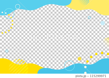 夏　青　黄色　ポップ 　ウェーブ　フレーム　背景  115299971