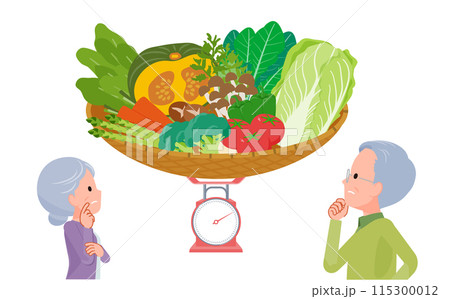 野菜不足に悩むシニア夫婦 115300012