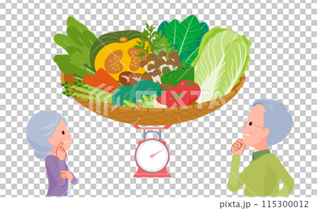 野菜不足に悩むシニア夫婦 115300012