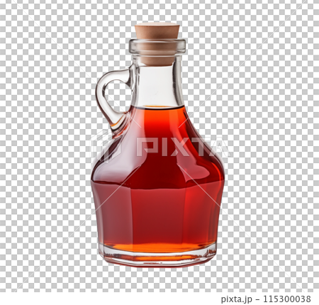 Savor the delicious sweetness of maple syrup, tastefully presented in a stunning glass bottle, ready for your enjoyment and culinary delights., AI Generated 115300038