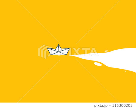 A paper boat on a yellow background. Isolated Vector Illustration 115300203