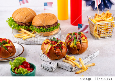 Traditional American food for celebrating July 4 Independence Day Traditional American food for celebrating July 4 Independence Day 115300454