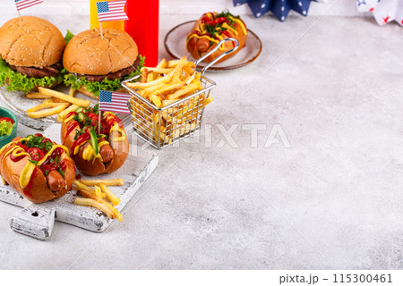 Traditional American food for celebrating July 4 Independence Day 115300461