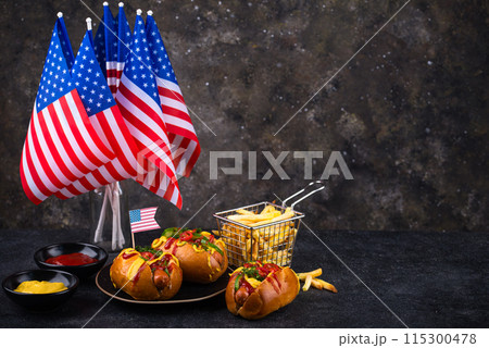 Traditional American food for celebrating July 4 Independence Day 115300478