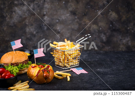 Traditional American food for celebrating July 4 Independence Day 115300487