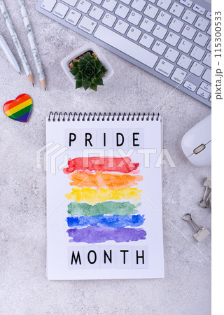 Pride month concept with LGBTQ flag Pride month concept with LGBTQ flag 115300533