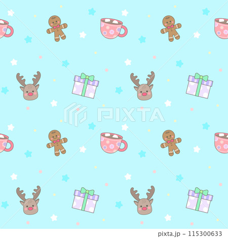 cute seamless kids pattern winter birthday party illustration 115300633