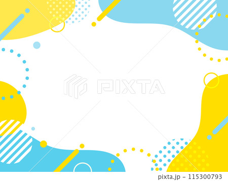 夏　青　黄色　ポップ 　ウェーブ　フレーム　背景  115300793