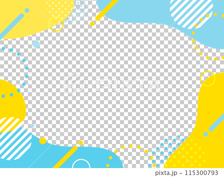 夏　青　黄色　ポップ 　ウェーブ　フレーム　背景  115300793