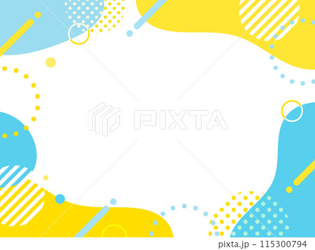 夏　青　黄色　ポップ 　ウェーブ　フレーム　背景  115300794