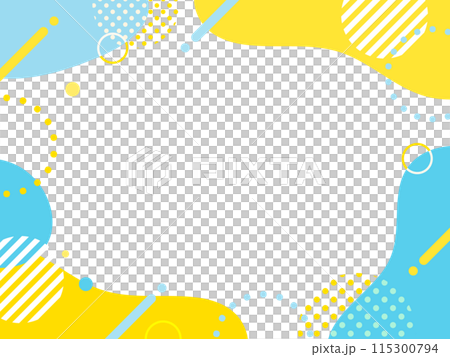 夏　青　黄色　ポップ 　ウェーブ　フレーム　背景  115300794