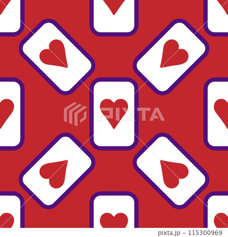 Purple falling playing cards seamless pattern. Poker and Wonderland. 115300969
