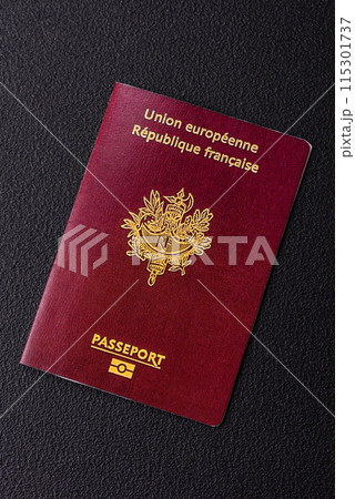 Passport of the Republic of France, airline tickets and money 115301737