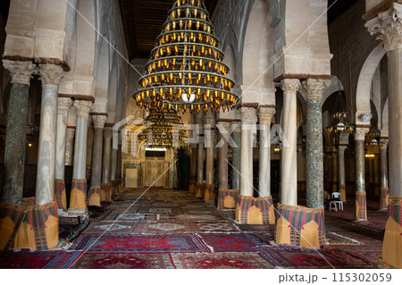 Interior of Great Mosque of Kairouan, Tunisia Interior of Great Mosque of Kairouan, Tunisia 115302059