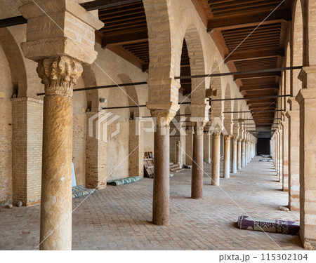 Corridor gallery around inner courtyard of Great Mosque of Kairouan Corridor gallery around inner courtyard of Great Mosque of Kairouan 115302104