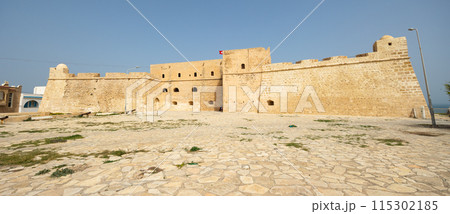 External view of quadrangular Mahdia Fort in Tunisia External view of quadrangular Mahdia Fort in Tunisia 115302185