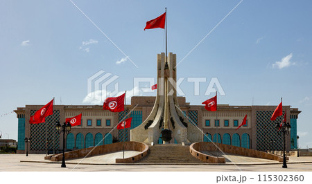 View of Kasbah Square and the City Hall in Tunis, capital of Tunisia. Tunis Municipality View of Kasbah Square and the City Hall in Tunis, capital of Tunisia. Tunis Municipality 115302360