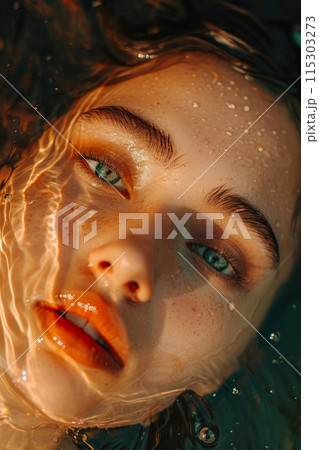 Radiant Reflections: Fashionable Woman in the Golden Hour 115303273