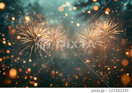 Celebratory New Year's Eve Fireworks Display 115303297