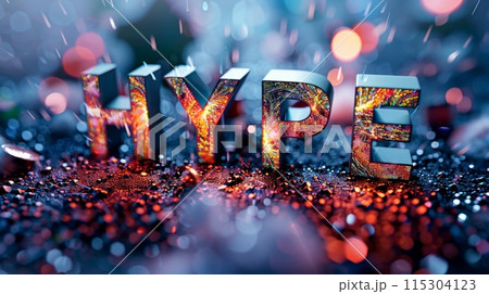 Holo Glossy Surface Social media hype concept art poster. 115304123