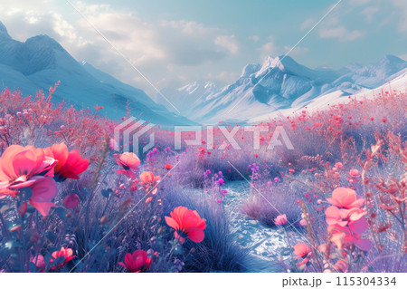 Cyber Garden: Neon Meadows and Digital Peaks 115304334