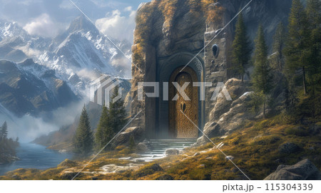 Enigmatic Portal in Mountainous Terrain Enigmatic Portal in Mountainous Terrain 115304339