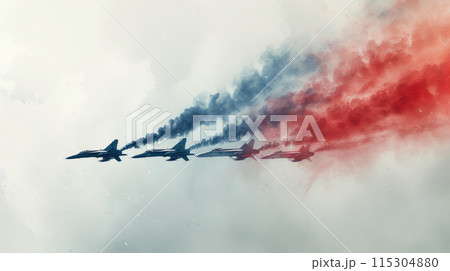 Dynamic Air Force Formation with Vibrant Smoke Trails 115304880