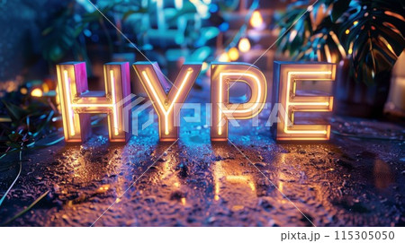 Beige LED Social media hype concept art poster. 115305050
