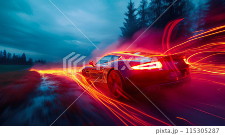 Velocity Visions: Sports Car Extravaganza in a Dreamy Landscape 115305287