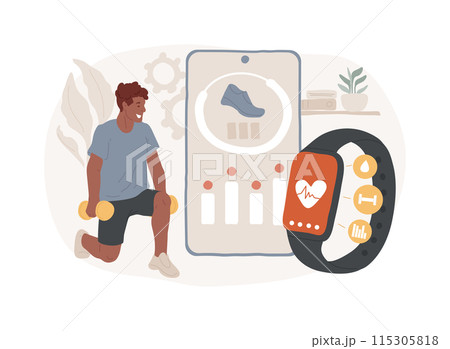 Connected workout isolated concept vector illustration. Connected workout isolated concept vector illustration. 115305818