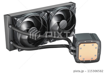 Water Cooling System, liquid CPU cooler. 3D rendering 115306582