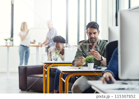 Creative agency, business people and working in office for career, planning and news deadline. Workspace, colleagues or coworkers as content writer, journalist or editor as profession for publication 115307852