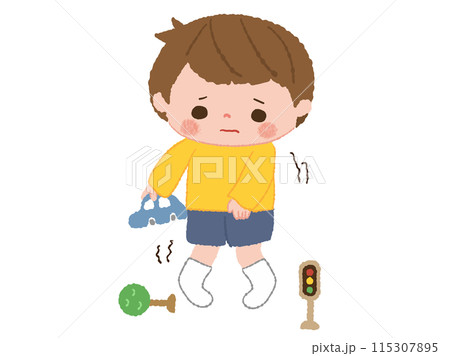 トイレを我慢して遊ぶ男の子 115307895