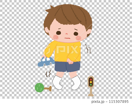 トイレを我慢して遊ぶ男の子 115307895