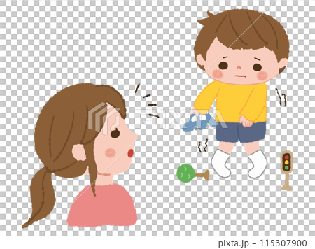 A mother notices her child holding in the toilet 115307900