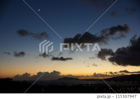 Hawaii Kai and Diamond Head at Night Fall 115307947