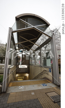 東京メトロ南北線の駒込駅4番出入口、さくら（ソメイヨシノ）が満開 115309139