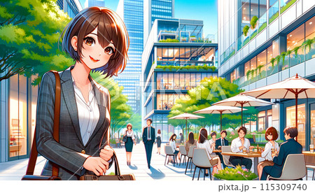 お昼休みのオフィス街で 115309740