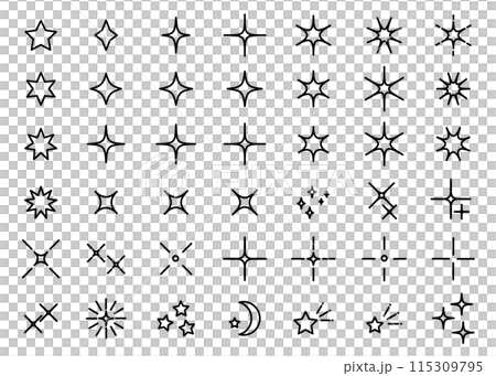 Simple glitter icon illustration material, background illustration material, line drawing 115309795